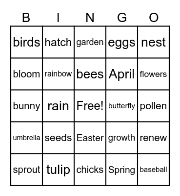 SPRING BINGO Card