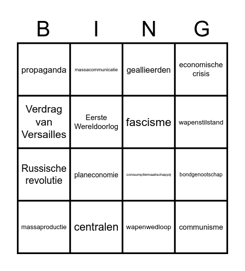 Hoofdstuk 4 Bingo Card