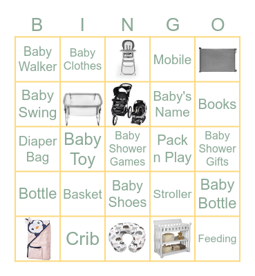 Sarah and Chris's Baby Shower Bingo Card