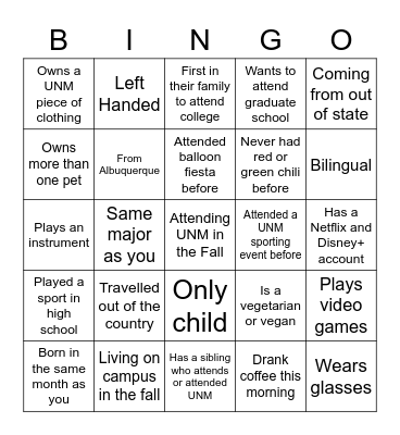 NSO A&S Bingo Card