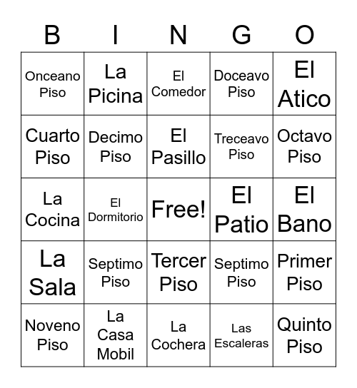 La Casa Bingo Card