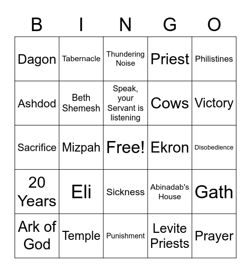 Samuel and The Ark of God Bingo Card