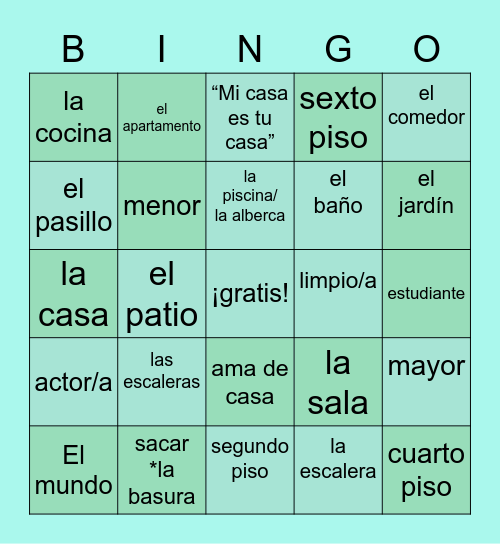 🏠La Casa🏠 Bingo Card