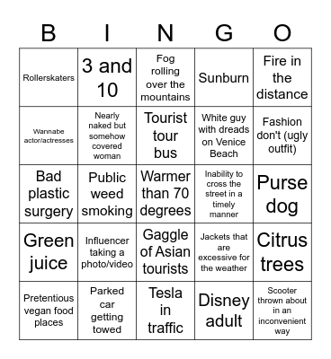 LA Bingo Card