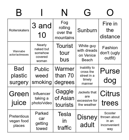 LA Bingo Card