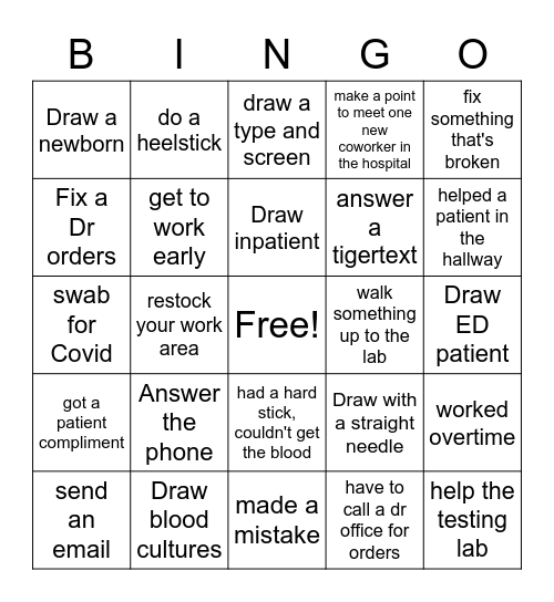 Lab Week Bingo Phlebotomy Bingo Card