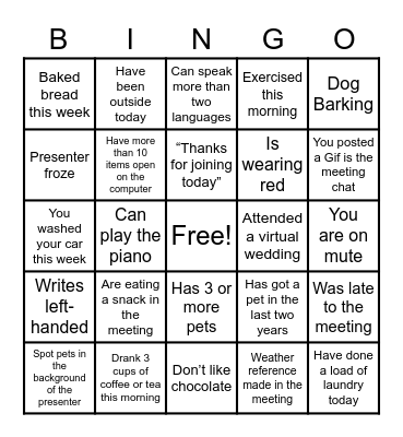 MIRB "Virtual" Bingo Card