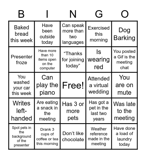 MIRB "Virtual" Bingo Card