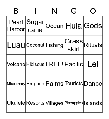 HAWAIIAN BINGO Card