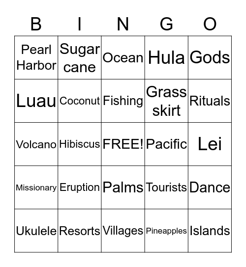 HAWAIIAN BINGO Card