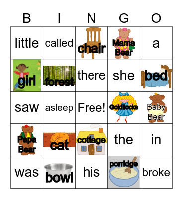 Twain G1 U5 W1 Goldilocks Bingo Card
