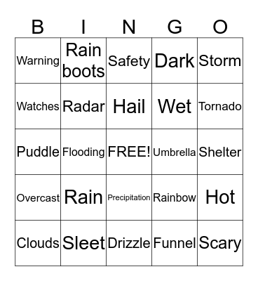 Weather Bingo Card