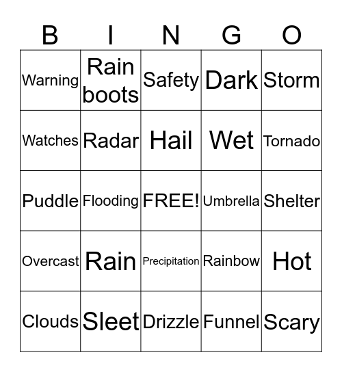Weather Bingo Card