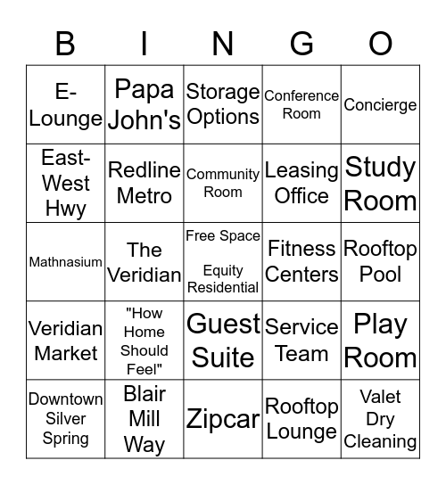 Veridian Bingo!  Bingo Card