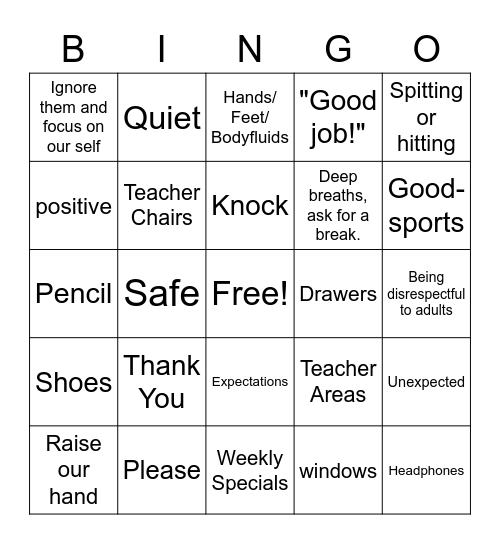 SEL Bingo Card