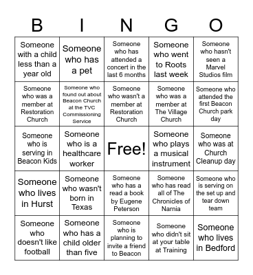 Beacon Church Bingo Card