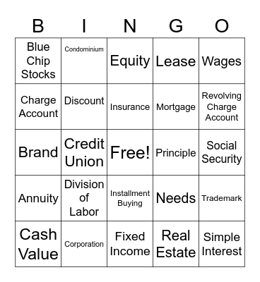 Independent Living- Consumer Vocabulary Bingo Card