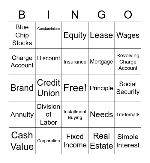 Independent Living- Consumer Vocabulary Bingo Card