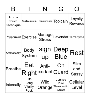 doTERRA Bingo Card
