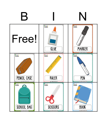 SCHOOL OBJECTS Bingo Card
