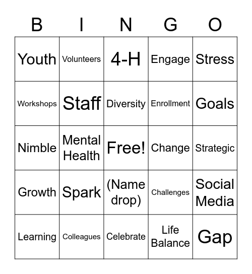 Youth and You #2 Bingo Card