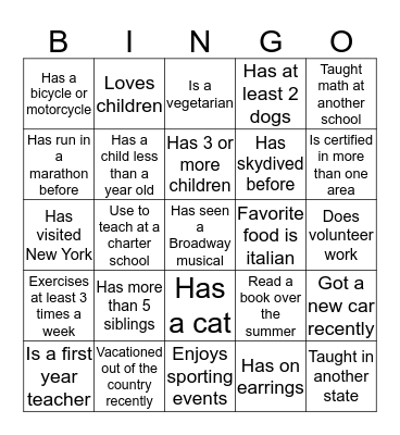 It's all about who you know!  BINGO Card