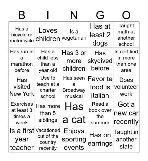 It's all about who you know!  BINGO Card