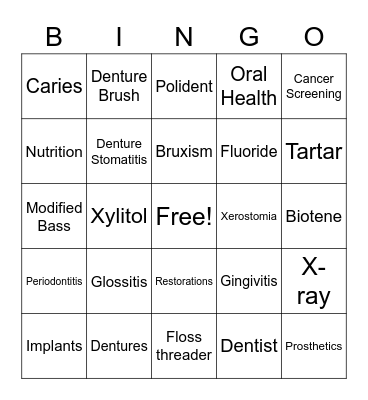 Dental Care Bingo Card