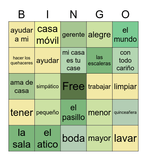 La Casa Bingo Card