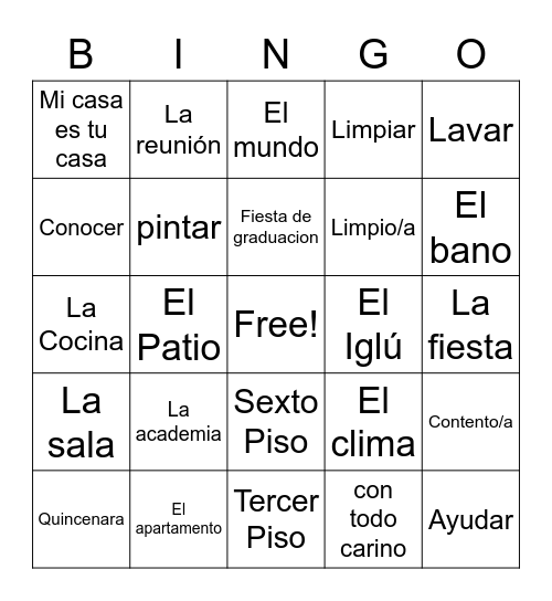 La casa Bingo Card