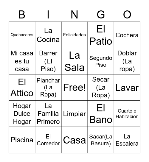 La Casa Bingo Card