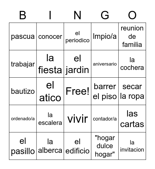 La Casa Bingo Card