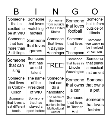 Human Bingo Card