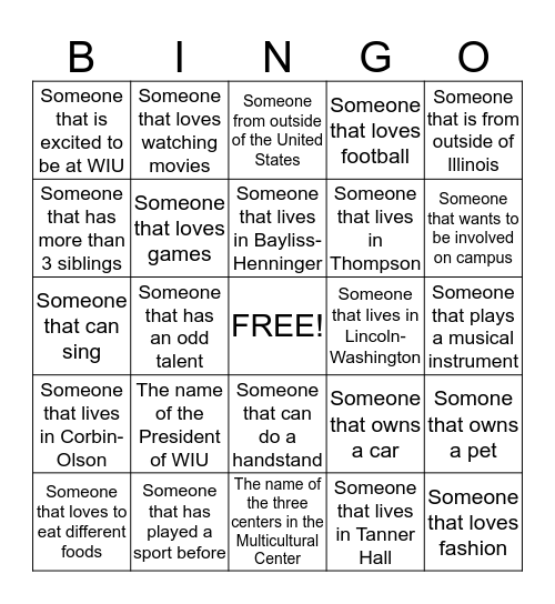 Human Bingo Card