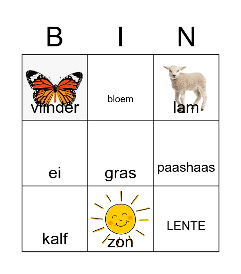 Lente /pasen Bingo Card