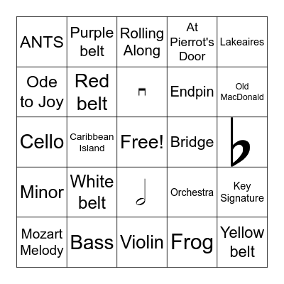 Musical Bingo! Bingo Card