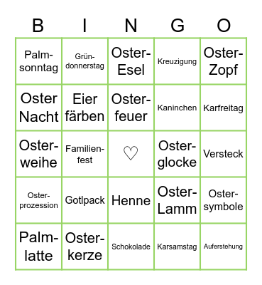 Ostern Bingo Card