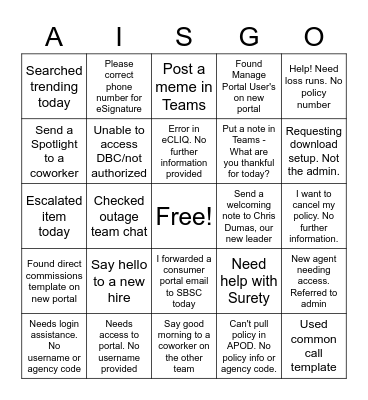 AISG - Offline Rep Bingo April 2022 Bingo Card