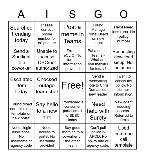 AISG - Offline Rep Bingo April 2022 Bingo Card
