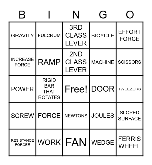 Physics Bingo Card