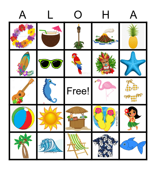 Luau Bingo! Bingo Card