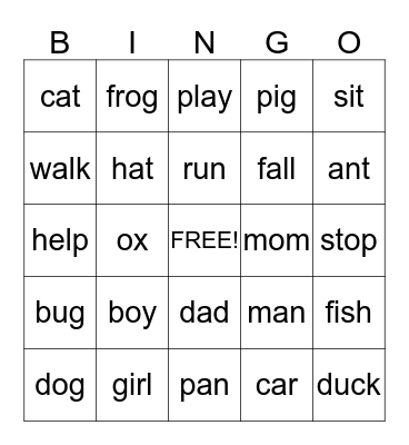 Reading Bingo Card
