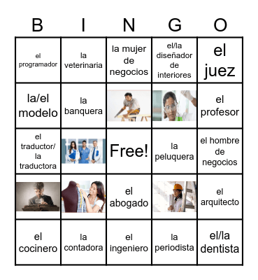 Las profesiones Bingo Card