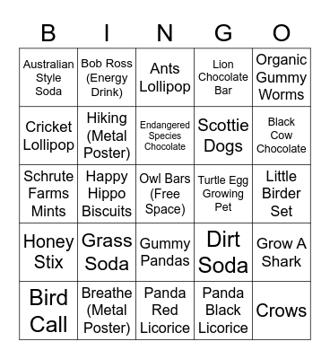 Rocket Fizz Earth Day Bingo Card