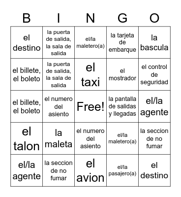 Spanish Section 11 Section 1 Bingo Card