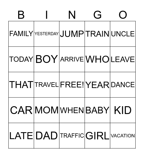 SIGN LANGUAGE BINGO Card