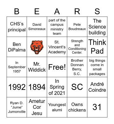 CHS Trivia Bingo Card