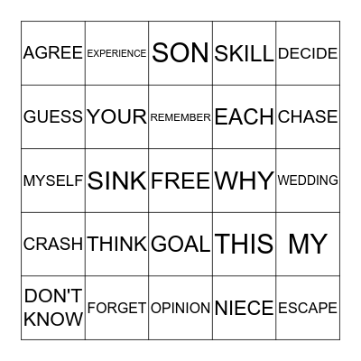 SIGN LANGUAGE BINGO Card