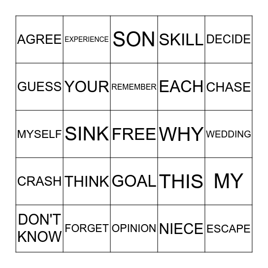 SIGN LANGUAGE BINGO Card