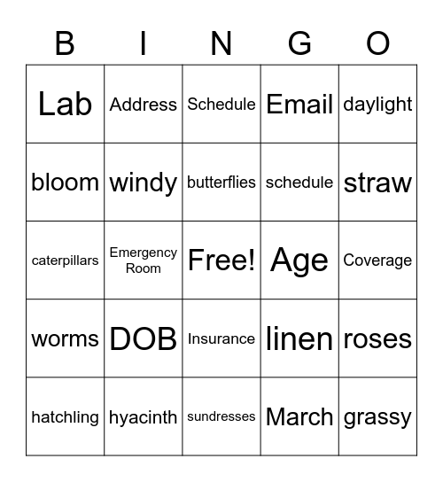 Patient Access Week 2022 Bingo Card